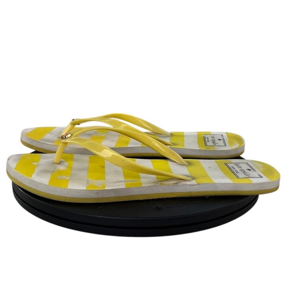 Kate Spade Rubber Casual Flat Heel Slip-On Striped Thong Sandal Yellow Size 7